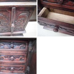 アジアン家具 収納家具 小物入れ 幅24×奥行16×高さ44cm 木製 ブラウン系 引き出し収納 アジアン雑貨 インテリア 苫小牧西店の画像