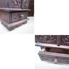 アジアン家具 収納家具 小物入れ 幅24×奥行16×高さ44cm 木製 ブラウン系 引き出し収納 アジアン雑貨 インテリア 苫小牧西店の画像