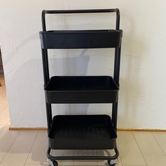 ※受渡し決定済※【キッチンワゴン３段】キャスター付き黒色