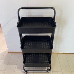 ※受渡し決定済※【キッチンワゴン３段】キャスター付き黒色の画像