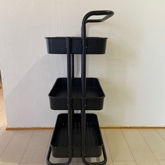 ※受渡し決定済※【キッチンワゴン３段】キャスター付き黒色の画像