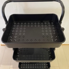 ※受渡し決定済※【キッチンワゴン３段】キャスター付き黒色の画像