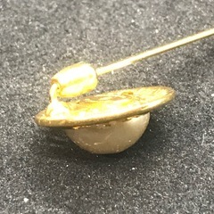 激レア 正規品  ヴィンテージ シャネル ロゴ パール サークルピンブローチ ゴールドの画像