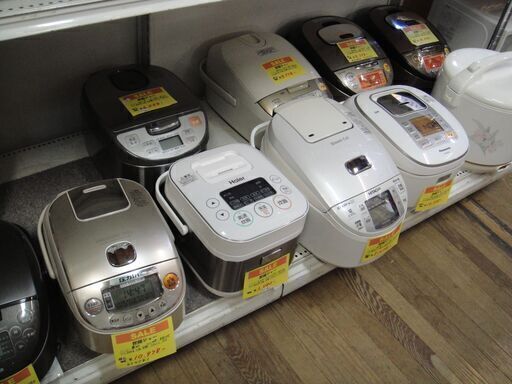 炊飯器各種大量展示中　メーカー・容量・価格いろいろ　IH・マイコン　炊飯ジャー　ご飯