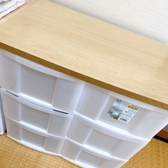 ウッドトップチェスト3段ボックス 収納棚