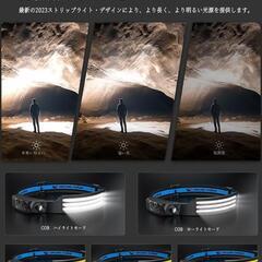 №246✨大特価✨充電式　LED　ヘッドライト　高輝度　二個セット　登山　防災の画像