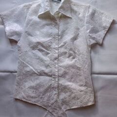 SWEET PIPPIN 白レース調シャツ 半袖 前結びシャツ ...