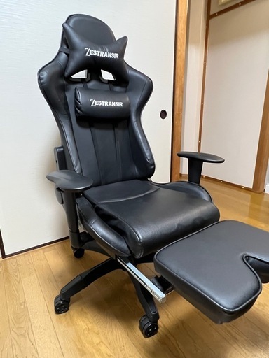 ZESTRANSIR ゲーミングチェア 耐荷重150kg オットマン付 キャスター付
