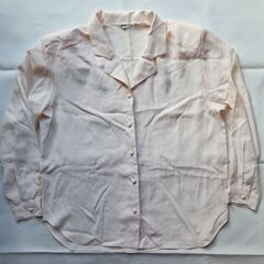 21 淡いピンクのレトロブラウス 長袖 11号