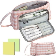 gomura ペンケース 大容量 筆箱 付箋付き ふでばこ シンプル かわいいの画像