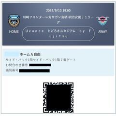 ■9/13(金)19:00川崎フロンターレ対サガン鳥栖　明治安田...