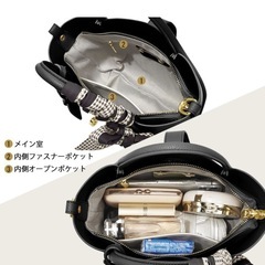 訳あり☆ショルダーバッグ ハンドバッグ  斜めがけシルクスカーフ付き（ブラック）の画像