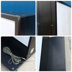 [八1555]〈中古品〉《直接引取限定》電飾看板 スタンド看板 点灯確認済み　STメタルズ 電飾スタンド看板　キャスター付　アルミの画像