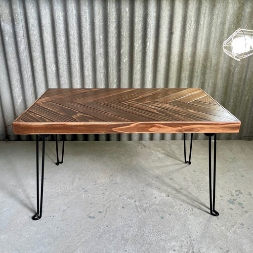 《ガタつき調整プレート付き》ヘリンボーン60cm×37cm 折りたたみテーブル