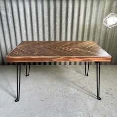 《ガタつき調整プレート付き》ヘリンボーン60cm×37cm 折りたたみテーブルの画像