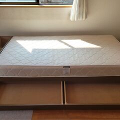 シングルベッド 山善 スプリングマットレス 引出し付きの画像