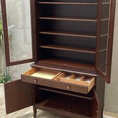 神戸元町欧風家具！ 【メープル不二屋】高級食器棚♪ マホガニー材 中古 美品 神戸元町欧風家具メープル不二屋製 マホガニー材の