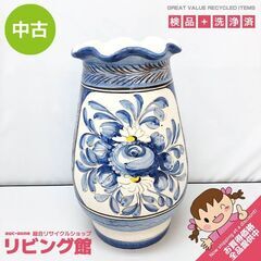 ss6739　陶器製 傘立て ホワイト ブルー イタリー製 花柄...