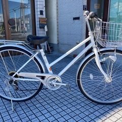 【27インチ自転車】美品❗️6段変速　LEDオートライト付　前後...