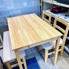 4人掛け LOWYA ダイニングテーブルセット ファブリック ベ...