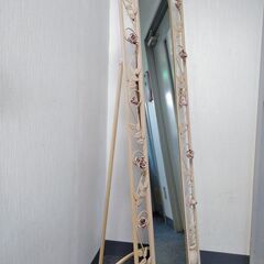 △ アンティーク風ローズスタンドミラー 姿見 全身鏡 姿見鏡 鏡...