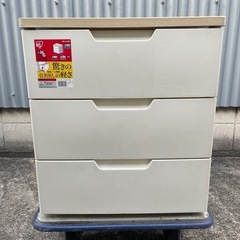 ウッドトップチェスト ホワイト 三段 中古品 洋服 整理タンス ...