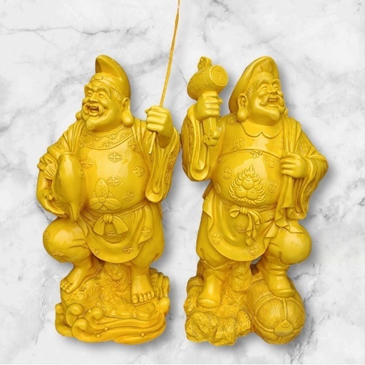 ［八1883］
七福神　恵比寿様　大黒天様　2体セット　恵比寿様（約27kg、高さ約86cm）大黒天様（約26kg、高さ約86cm）