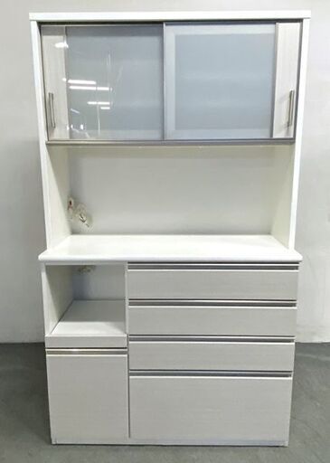 ニトリ/NITORI キッチンボード Nポスティア120KB ハイグロス ソフトクローズ ホワイト 食器棚 中古家具 店頭引取歓迎 R8700