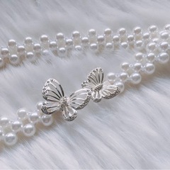 パールベルト 蝶 バタフライビジュー帯締め 着物 浴衣帯飾り 着物 帯紐 浴衣の画像