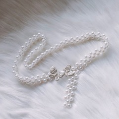 パールベルト 蝶 バタフライビジュー帯締め 着物 浴衣帯飾り 着物 帯紐 浴衣の画像