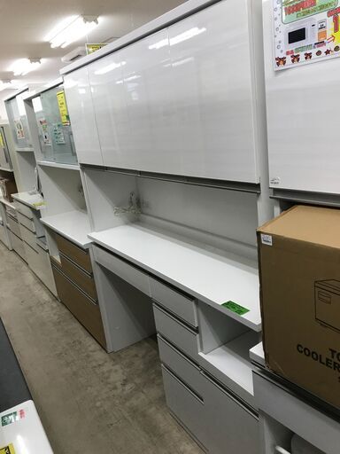 ニトリ NITORI システムキッチンボード リガーレ160 モイス加工 ホワイト 食器棚 レンジ台 キッチンカウンター キッチンボード キッチン収納 キッチンボード 収納棚 大型家具 新生活 引越 おしゃれ クリーニング済 堺市 石津店 【ジャングルジャングル石津店】