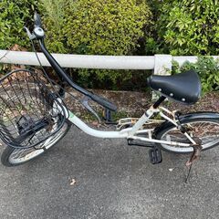 自転車　No.1655　ホワイト　ライト付き　ミニベロ　【リサイ...