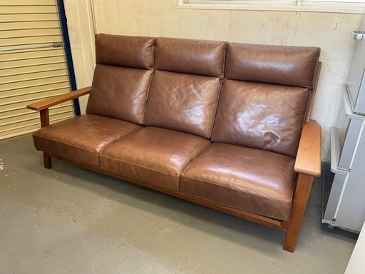 NAGANO INTERIOR ナガノインテリア tumugi 3seater sofa ツグミ 3シーター ソファ LC017-3J WN-OM-AK765 牛革 天然木 3Pソファ トリプルソファ