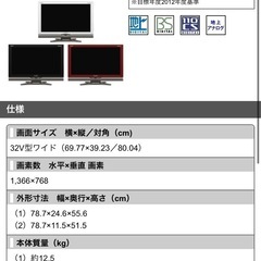 【お譲り先決まりました】SHARP テレビ32型　リモコン付き　の画像
