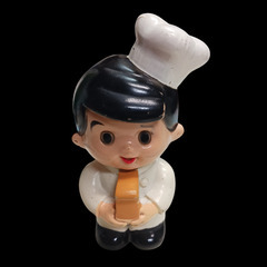 （ご予約済）(中古)レトロ ソフビ 信ちゃん パン屋 貯金箱