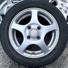 ◆12インチ 4本セット 社外アルミホイール 13×4.5J 100×4H +43 夏タイヤ 155/65R13 トーヨーの画像