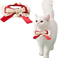 ❤️新品❤️猫 首輪 リード ネコ リボン レース 子犬 スカー...