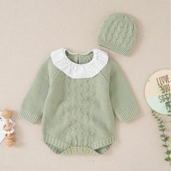 ベビーロンパース　ニット　帽子付きの画像