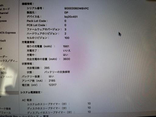 MacBookPro13インチ/2009/core2duo/256GB
