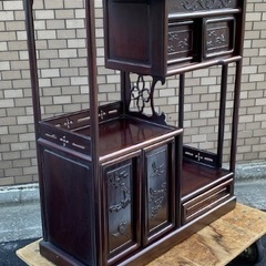 ◎最終大幅お値下げしました‼️ 【断捨離中】 早い者勝ち‼️ 唐木家具 総無垢 茶棚 煎茶棚 違い棚 飾り棚 茶箪笥 和室 和モダン 唐木指物の画像
