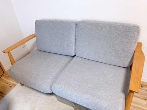 sieve グレー 布地 木製フレーム ソファ