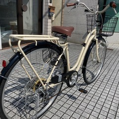 【27インチ自転車】美品❗️6段変速　LEDオートライト付　前後タイヤ、鍵新品❗️スペアキーあり　若林自転車　膳所店　SALE中❗️の画像