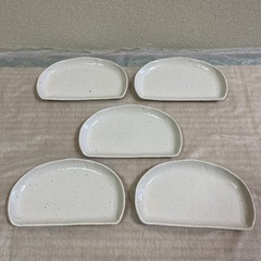 半月皿　中皿　5枚　粉引　新品未使用