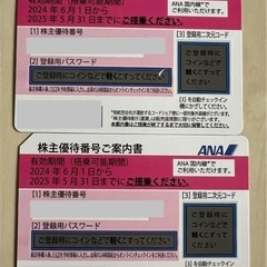 ANA株主優待2枚•••有効期間(搭乗可能期間)  2025年5...