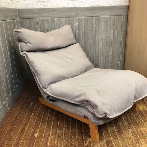 ss6745　無印良品 ハイバックリクライニングソファ 1シーター ブラウン×グレージュ MUJI 1P ソファー リクライニングチェ