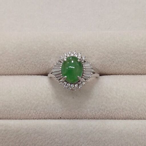 PT900 翡翠ダイヤリング 14号