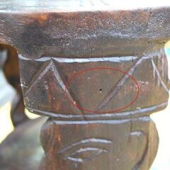 アジア調 スツール 幅27.5×奥行27.5×高さ41㎝ ダークブラウン 木彫り 丸椅子 花台 置台 イス 椅子 民族系 札幌市 清田区 平岡の画像