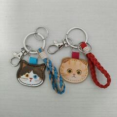 None スエード紐キーホルダー・キーリング( レザー猫②)