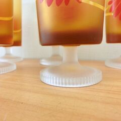 昭和レトロ■アデリアガラス コップ グラス 5脚 ADERIA 当時物 花柄 マーガレット レトロポップ 5個 札幌 西区 西野店の画像