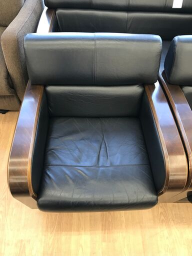 ★ジモティ割あり★  1人掛けソファ ブラック クリーニング済み KJ6144